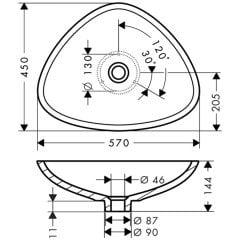 Massaud Çanak Lavabo Küçük Model  600 mm 42305000