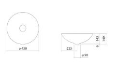 Çanak Lavabo, Sırlı Çelik, Koyu Mavi  Ø 450 mm, Yükseklik 149 mm, 3902000092