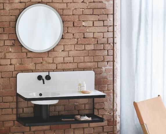 Duvara Monte Lavabo, Sırlı Çelik, Cam Raf, Ankastre Lavabo Bataryalı 600/497/360 5260000000