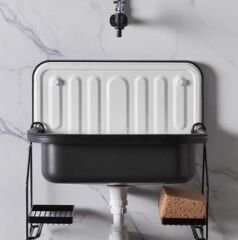 Duvara Monte Lavabo İçi Beyaz, Dışı Mat Siyah (Çelik Raf Dahil 8902000980) 1205000180