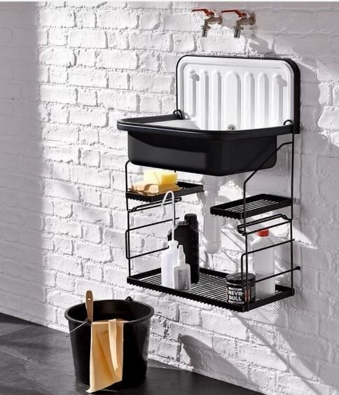 Duvara Monte Lavabo İçi Beyaz, Dışı Mat Siyah (Çelik Raf Dahil 8902000980) 1205000180