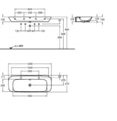 SILK/ Lavabo İki Batarya Delikli 1200x470mm -Beyaz 121620