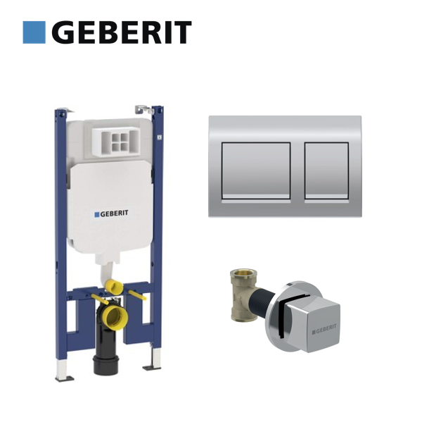 Geberit Gömme Rezervuar Alpha 8cm Alçıpan Duvar Tipi Duofix ( Kumanda Paneli ve Stop Valf dahil ) 616.008.21.1 + 115.045.21.1