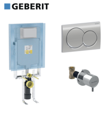 Geberit Gömme Rezervuar Alpha 8cm Tuğla Duvar Tipi Kombifix ( Kumanda Paneli ve Stop Valf dahil ) (616.004.21.1 + 115.035.21.1 )