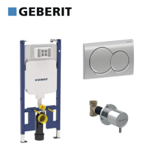 Geberit Gömme Rezervuar Alpha 8cm Alçıpan Duvar Tipi Duofix ( Kumanda Paneli ve Stop Valf dahil ) (616.004.21.1  + 115.035.21.1 )