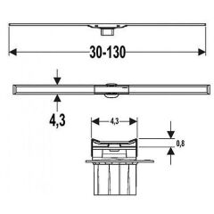 CleanLine20 Duş Kanalı Kapağı, 30-130 cm, Paslanmaz Çelik - Paslanmaz Kenar 154.451.KS.1