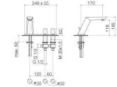 Dornbracht Supernova Tezgah Üstü Üç Delikli Lavabo Armatürü (Krom) 20716730-00